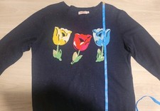 Ladies Blue Round Neck 3/4