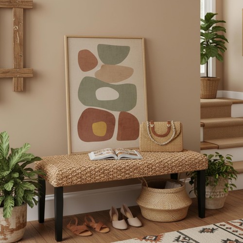 Acacia wood indoor bench with - acacia,