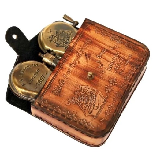Brass antique binoculars j - antique, r