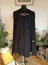 Zara Black Italian Manteco Wool Cape Poncho Coat Jacket - Size XS