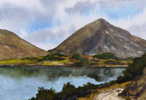 Original watercolour lake - original,