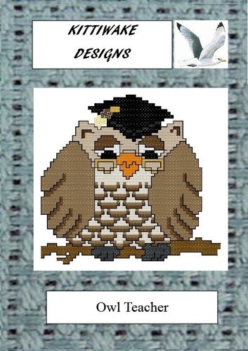 Owl teacher cross stitch kit - teacher,