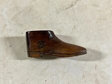VINTAGE ANTIQUE SMALL WOODEN SHOE BOOT SHAPED SNUFF BOX POT