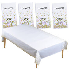Disposable Plastic Party Tablecloth, Gold Dot Confetti Table Cloths for Birthday