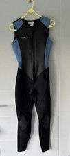 GUL WOMENS UK SIZE 12/14 ￼ SLEEVELESS FULL LENGTH WETSUIT LONG JOHN BLACK/ Blue