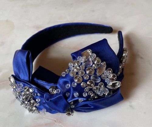 Blue bow jewel - , headband
