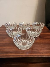 6 x Small Vintage Pressed Glass Dessert Bowls
