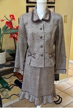 Vtg 2-PC Skirt & Jacket Brown