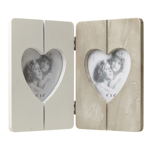 Wooden double heart photo - heart,