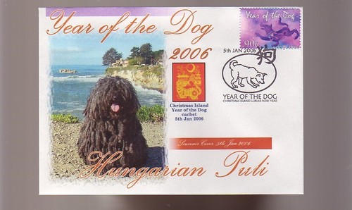 Hungarian puli dog stamp cover - puli,