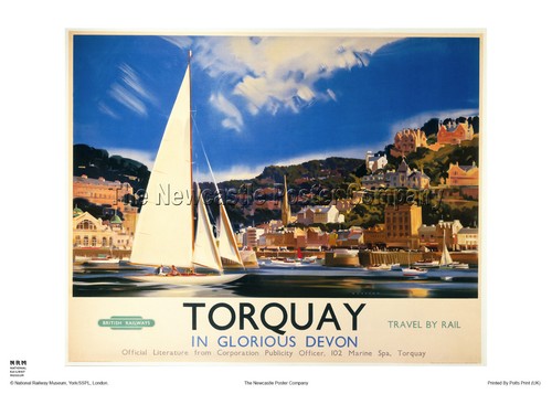 Torquay devon vintage poster - torquay,