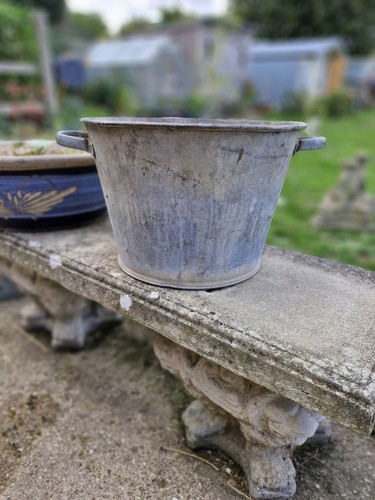 Vintage galvanised metal tub - vintage,