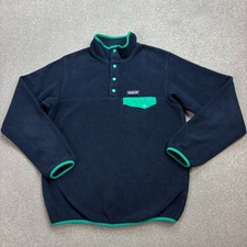 Patagonia Synchilla Fleece Womens Medium Blue Snap-T Outdoors Logo Jumper Ladies