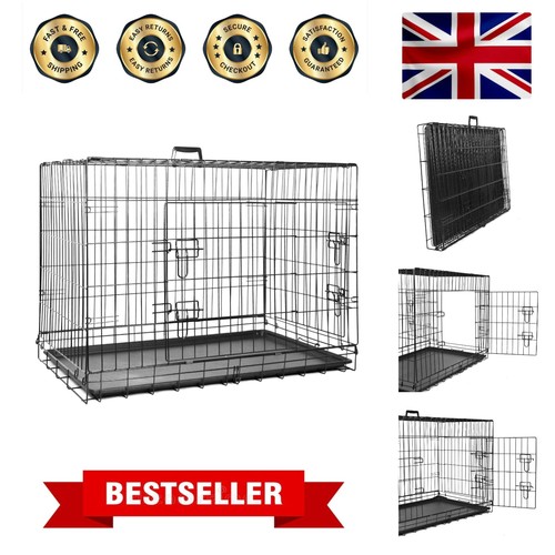 Folding double door metal dog - double,