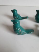 10 Distressed Turquoise Cast Iron Bird Drawer Cabinet Farm Knobs Set Cottage