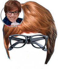 Austin Powers Fancy Dress Costume 2 piece Kit - Brown Wig and Black Glasses