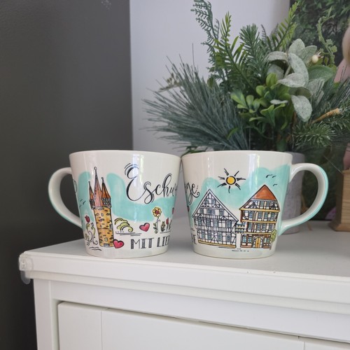 Pair german souvenir mugs - german,
