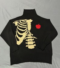 Yohji Yamamoto Pour Homme AW11 Skeleton & Apple Intarsia Knit Sweater Black Rare