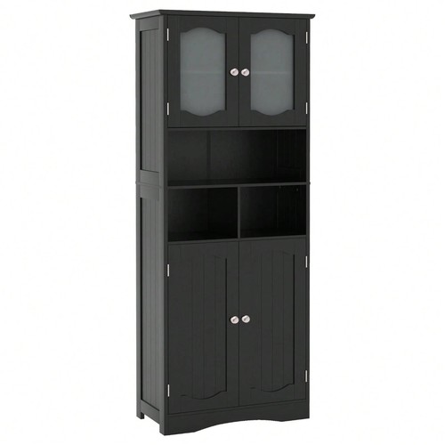 Black tall bathroom cabinet - black,