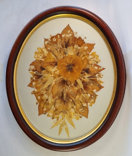 Vintage oval wooden - oval, framed