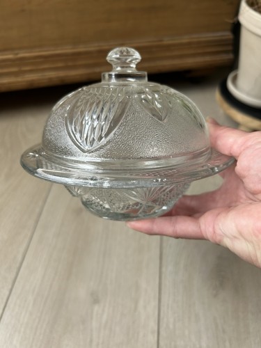 Vintage pressed glass domed - pressed,