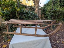 Vintage Davos Sledge Sleigh Sled Wooden Slatted Tobbogan Christmas Decor
