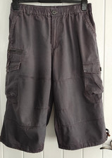 Mens Shorts Elastic Waist Belt Loops Multi Pockets Toggle Drawstring On Legs