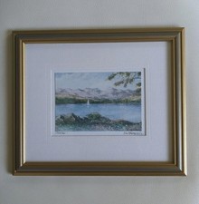 Framed Signed Print Lake Coniston By Colin Williamson H27 W32cm VGC