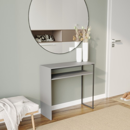 80cm wooden steel console - steel,