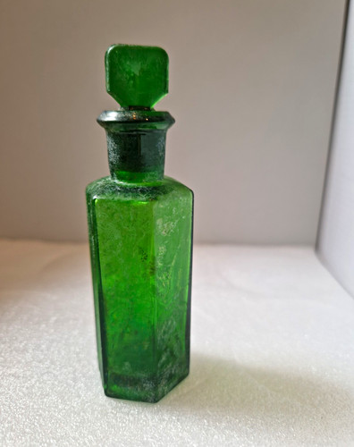 Antique green glass stoppered - green,