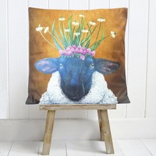 Sheep Cushion Cover Decorative Country Animal Vintage Farmhouse Funky Boho Gift
