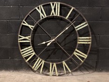 Extra large Rustic Industrial Skeleton Wall Clock 122cm Roman Numerals Round