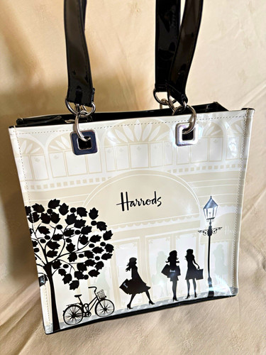 Harrods white black patent - harrods, pvc
