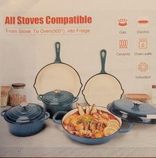 8pc Enamel Cast Iron Dutch
