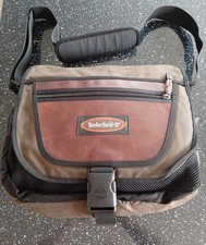 Timberland Leather Canvas Messenger Shoulder Bag Brown Green