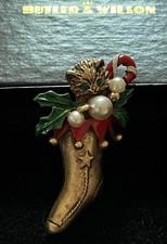 Butler & Wilson Vintage Cat In Stocking Broach
