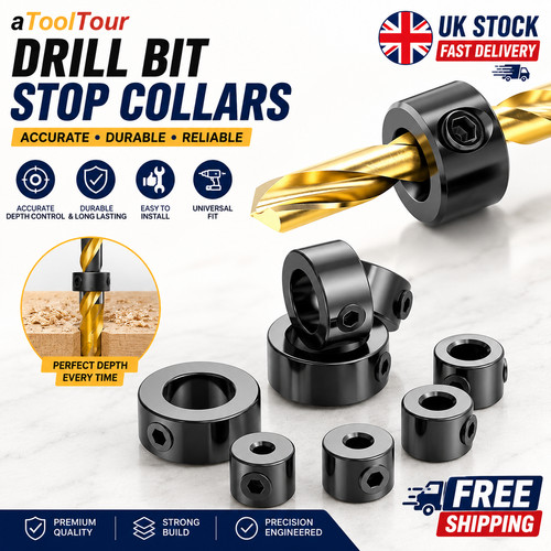 Depth stop collar drill - depth, bit