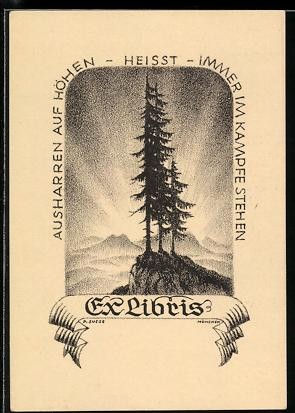 Exlibris mit baum - exlibris, auf