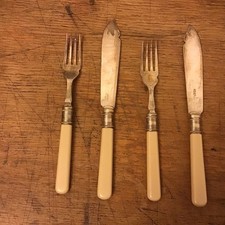 Antique Fish Knives and Forks Set of 6 Original Box Included. EPNS