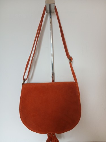 Orange suede crossbody - orange,