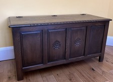 Vintage Oak Handmade Blanket Box Storage Chest Webber Furniture 110x47x57 cm