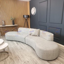 FurnitureDW Deluxe Miami Boucle Curved Firm 4 5 6 Seater Cinema Sofa Silver Grey