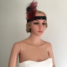 1920s Red Feather Headband