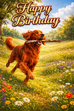 Irish Setter Dog Birthday Card