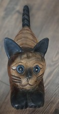 Vintage Large Wooden Cat Sculpture From One Piece Of Wood