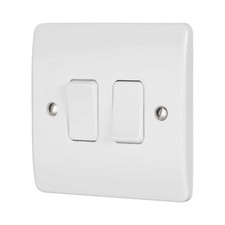 MK Logic Plus 2 Gang 2 Way Switch 10A SP White K4872WHI
