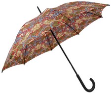 William Morris Co. Red Strawberry Thief Kensington Walking Stick Brolly Umbrella