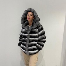 Women's Hooded Chinchilla Coat