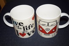 2 x VW Volkswagen Camper Van Official Licensed Mug - Live the Life You Love VWT1