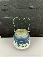 Adams Tunstall Dark Blue White Jasperware Biscuit Barrel Neo Classical